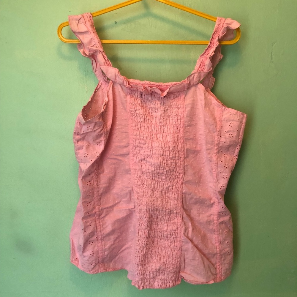 Pink Ruffle Eyelet Tank - Picture 5 of 9